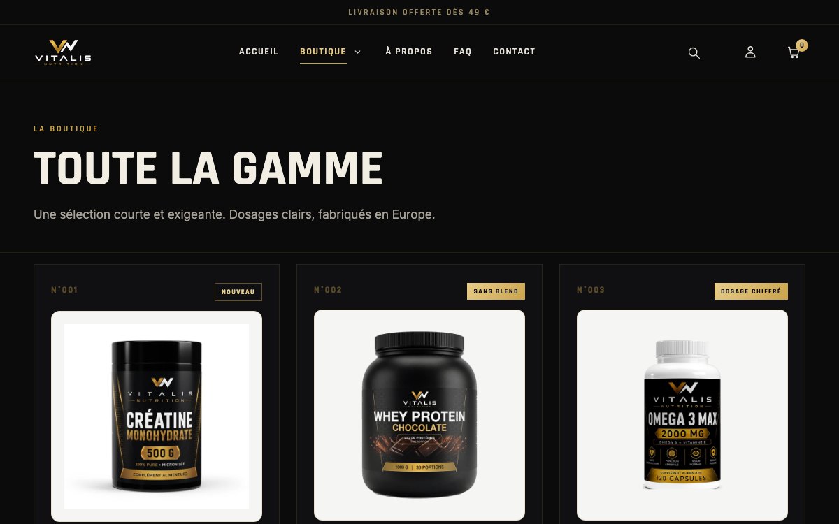 Capture du site Vitalis Nutrition